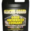 A black container of gold antifreeze coolant.